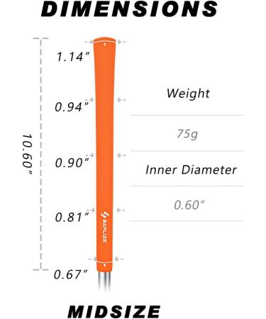 SAPLIZE CC02 Rubber Golf Grips Upgrade/Deluxe Kit - 6 Colors Available - Anti-Slip Orange Grips - Standard/Midsize - 13 Grips with Tape - Buy Online on GoSupps.com