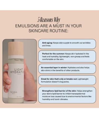 Light Hydration Emulsion - Daily Facial Hydrating Lotion | Fast Absorbing Antioxidant Rich Clean Ingredients for Soft Dewy Skin | All Skin Types - Buy Online on GoSupps.com
