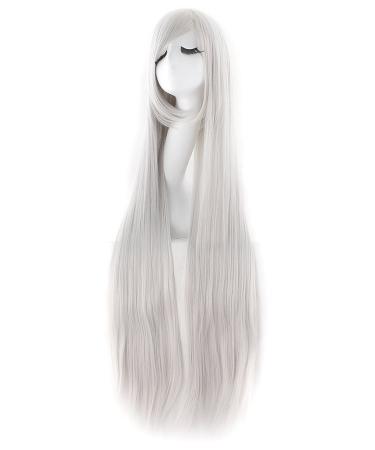 MapofBeauty 40" Anime Costume Long Straight Cosplay Wig Party Wig (Silver Gray)