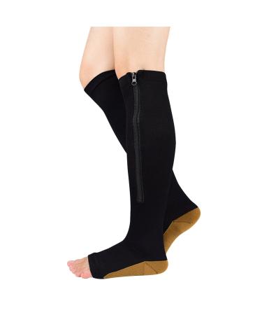 Clicitina Zippered Knee High Open Toe Walking Running Boots DS756 (Brown S)