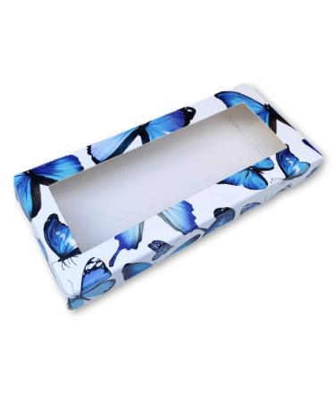 Wholesale 20 pcs Electric Blue Butterfly Eyelash Packaging Boxes | Plastic Trays for 25mm Strip Mink False Eyelashes - Buy Online on GoSupps.com
