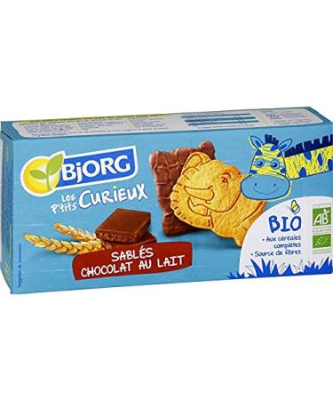 G n rique BJORG - Les PTits Curieux Milk Chocolate Shortbread Cookies - Organic and delicious snack 192g - Pack of 4
