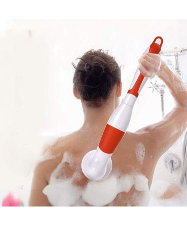 Electric Body Shower Brush/Bath Cleaning Brush/Long Handle Waterproof Skin Massager Scrubber Exfoliation Kit (Rose)