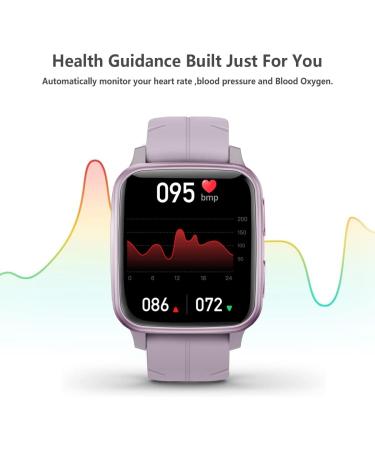 FITVII Fitness Tracker Smart Watch | Blood Pressure, Heart Rate, Blood Oxygen Monitor | Sleep & Activity Tracker | IP68 Waterproof | Orchid Purple - Buy Online on GoSupps.com