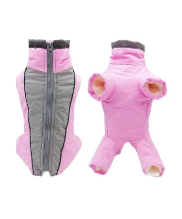 Dog Jacket Dog Coat Waterproof Fleece Lined Warm Winter Jacket Dog Clothing for Winter Autumn Pink for Female S