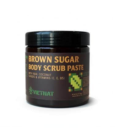 VIETNAT Exfoliating Brown Sugar Body Scrub with Coconut Shreds Vitamins C E & B5 Softens & Refreshes Look of Skin 8.8 oz