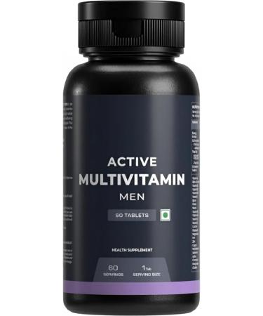 Active Multivitamin for Men - 60 Tablets | 25 Vital Vitamins & Minerals with Zinc Vitamin C D and B12 | Enhances Energy Stamina & Immunity - Buy Online on GoSupps.com