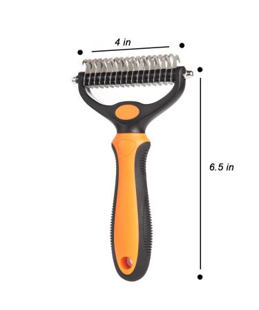 SLFEHHA Pet Grooming Brush - 2 Sided Shedding and Dematting Undercoat Rake Comb for Dogs & Cats - Gently Removes Mats, Tangles, and Loose Undercoat - Yellow/Black - Buy Online on GoSupps.com