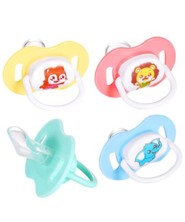 4pcs Cartoon Silicone Pacifier Cute Safe and Portable Newborn Pacifier with Cover for Sleep Aid