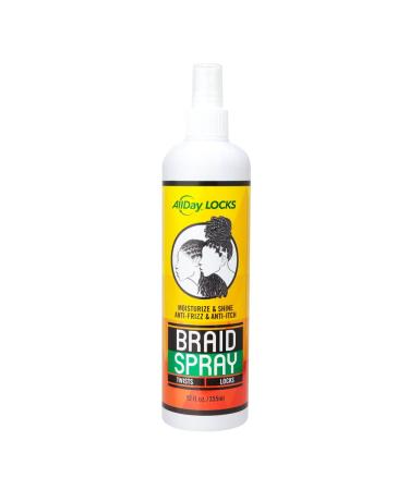 AllDay Locks Braid Spray | Alleviates Itchy & Dry Scalp | Easy to Use  Moisturizes  High Shine for Dull Hair | Cleanses & Revives Braids  Locks  Twists  Cornrows | 12 oz