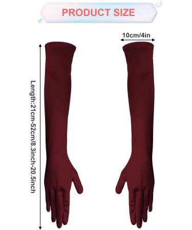 NQEUEPN Women Long Gloves Long Elbow Satin Gloves 21" Stretchy 1920s Opera Gloves Hand Care Moisturizing Gloves for Women Girls Evening Party Dance (Dark Red) - Buy Online on GoSupps.com
