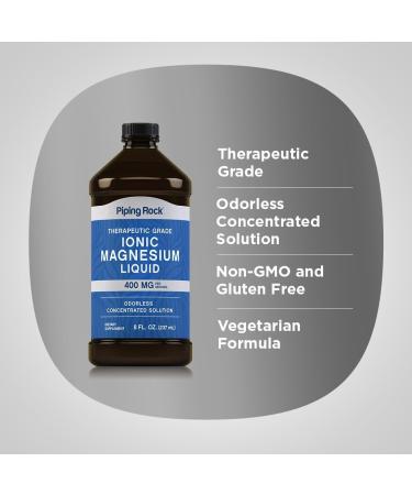 Piping Rock Liquid Ionic Magnesium | 400 mg | 8 oz | Non-GMO Gluten Free Supplement - Buy Online on GoSupps.com