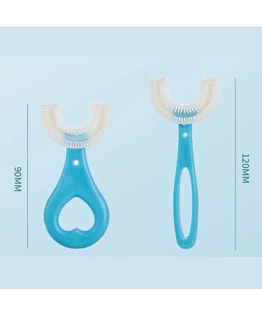 LinenWizard 2Pcs Kids U- Shaped Toothbrush Set | Food Grade Soft Silicone | 360 Manual Oral Cleaning Tools for Children (Blue+Pink) | Ages 6-12 - Buy Online on GoSupps.com
