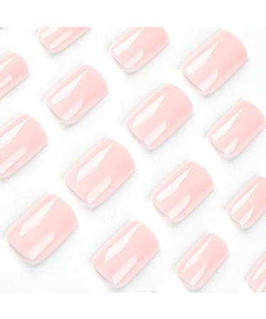 QINGGE Baby Pink Press On Nails - 24Pcs Short Square Acrylic False Nails for Women - Buy Online on GoSupps.com