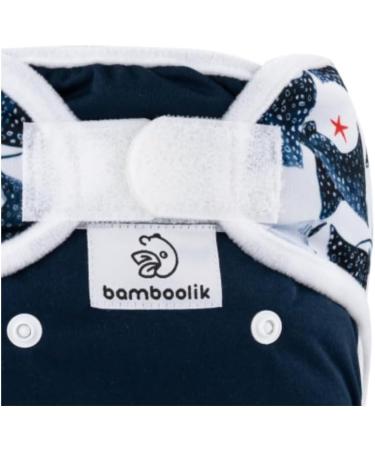 Bambooolik Duo Overpants | Adjustable Washable Cloth Diapers | Velcro Nappy Liners | Reusable Eco-Friendly Diapers | Made in EU - Dark Blue & Rays - Buy Online on GoSupps.com