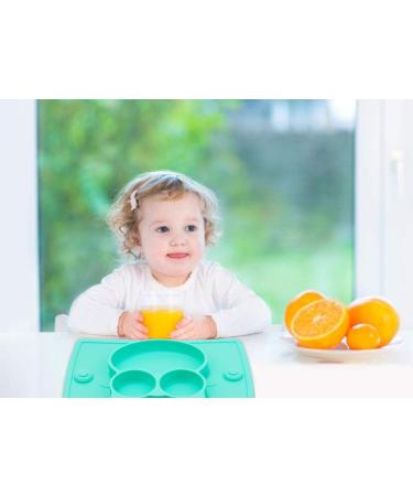 Silicone Divided Toddler Plate Set - Non Slip Suction Baby Dinner Plates with Spoon & Fork | BPA Free & FDA Approved - 5owl-cyan - Buy Online on GoSupps.com