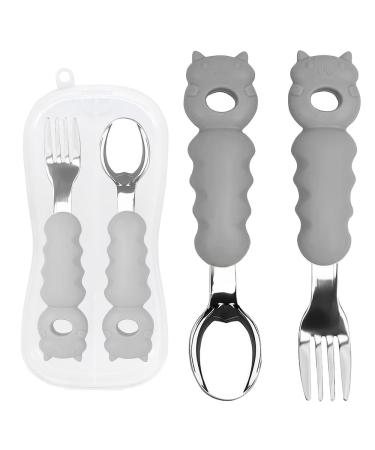 Seasboes Baby cutlery set children's fork & baby open stainless steel with silicone handle children's cutlery from 1 yhre children's cutlery stainless steel with a round handle for young girls dishwasher safety
