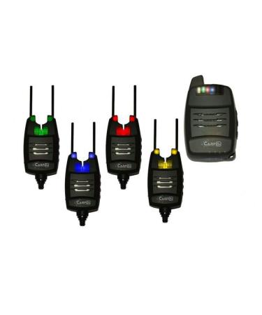 CarpOn wireless bite indicator set 4 fishing bite alarms + 1 receiver anti-theft function 1:1 transport case 180m