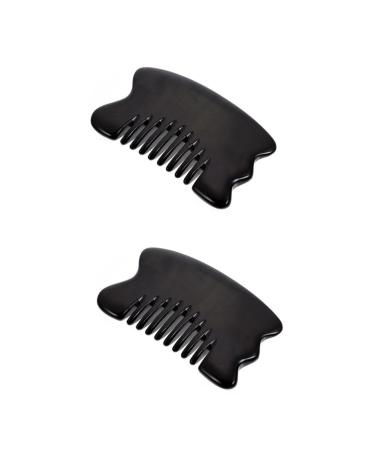 Magiclulu 2 STK massage comb neck massage devices Face massage roller manual scalp massage devices facial tools muscle sucks face guasha board lace tablets horns 10x6cmx2pcs blackx2st