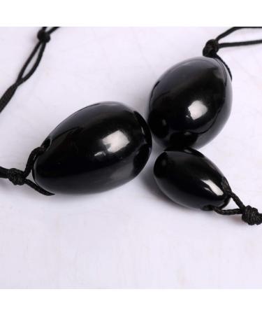 Gemhub Black Obsidian Yoni Egg Set - 3 Natural Chakra Healing Stones for Yoga & Pelvic Muscle Training - Buy Online on GoSupps.com