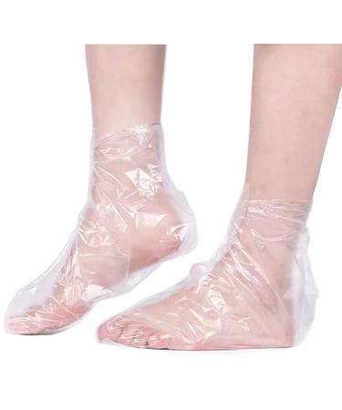 200PCS Clear Plastic Disposable Booties, Paraffin Bath Liners for Foot Pedicure Hot Spa Wax Treatment, Larger Thicker Thermal Therapy Feet Covers Bags Plastic Socks Liners 200 Count (Pack of 1)