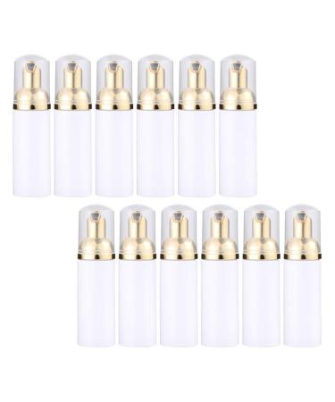 FRCOLOR 12pcs Plastic Foam Dispenser Bottle Empty Mini Foaming Pump Bottles Travel Cosmetics Refillable Containers for Shampoo Facial Cleanser Lotion (Golden)