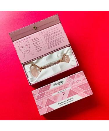 Natural Vibes Rose Quartz Roller & Massager for Face & Neck | FREE Gold Beauty Elixir Oil | International Shipping Available - Buy Online on GoSupps.com