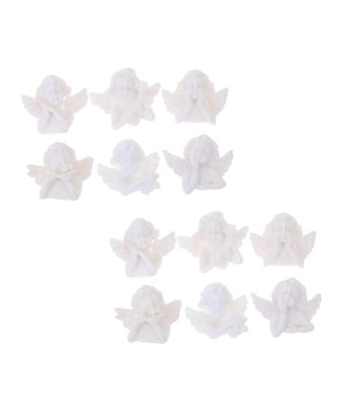 LIFKICH 60pcs Angel Resin Accessories DIY Hairpin Charm Ornaments for Kids Flatback Kawaii Cabochons Flat Back 3X2.5cm White