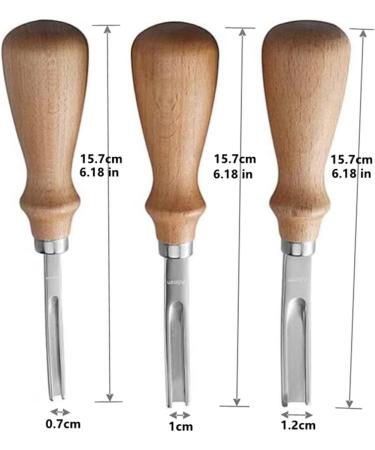 XILEWHZF Leather Edge Skiving Beveler Tool Set - Wide Mouth Leathercraft Trimmer with Wooden Handle (4mm, 6mm, 8mm) - Buy Online on GoSupps.com