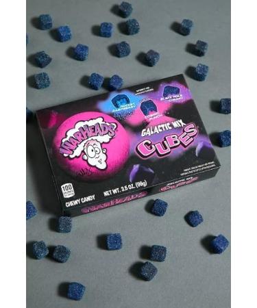 Warheads Galactic Mix Cubes Theatre Box (99g) | Rocket Raspberry Black Hole Cherry & Cosmic Punch | Tongue-Painting Galactic Blue | American Fruity Sour Candy Treat - Buy Online on GoSupps.com