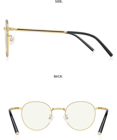 Pure Titanium Anti Blue Light Blocking Glasses For Women And Men Retro Oval Eyewear Gold Black XDD996 - Buy Online on GoSupps.com