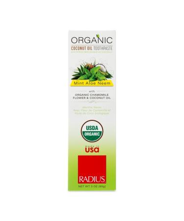Toothpaste USDA Organic Mint Aloe Neem 3 oz pack of 3