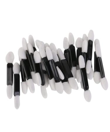 Eyeshadow Applicators 50pcs Disposable Double Ended Sponge Eye Shadow Applicators Dual Sided Eyeshadow Brush Sponge Tipped Oval Makeup Applicator Black Handle