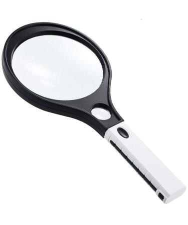 Creative Large Diameter Counterfeit Light/LED Light Magnifying Glass Racket Double Mirror Reading Handheld 138mm Magnifying Glass Custom Made in China