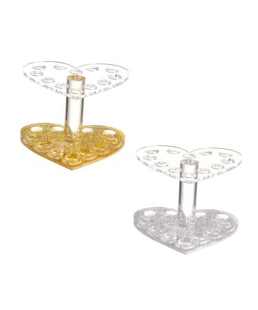 FOMIYES 2pcs Nail Art Heart Pen Holder Desktop Stand Lipstick Holder Para U as Acrilicas Makeup Brush Stand Lip Liner Organizer Eyeliner Rack Eyeliner Stand Makeup Brush Rack Pen