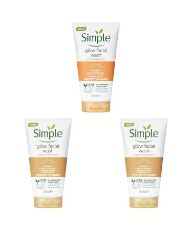 Simple Protect 'N' Glow Express Glow Clay Polish Cleanser leaves skin naturally glowing for expert facial skin care 150 ml (Pack of 3) 150 g (Pack of 3)