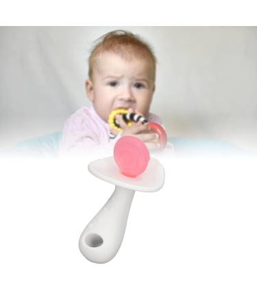Silicone Baby Bite Ring - Large Candy Shape Teether for 6-12 Months - Chewable Teething Toy for Infants & Toddlers (Pink/White) - Buy Online on GoSupps.com