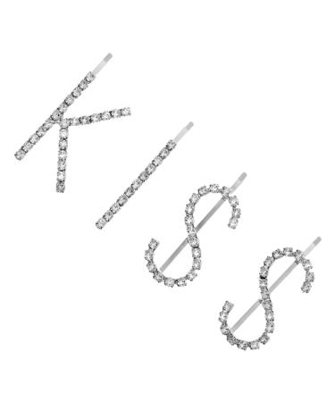 Beavorty 1 Set Kiss Hairpin Alphabet Hair Clips Hair Accessory for Women Crystal Bobby Rhinestone Barrettes Kid Hair Clips Kiss Hair Barrette Kids Hair Clips Alloy Diamond Decorate Child