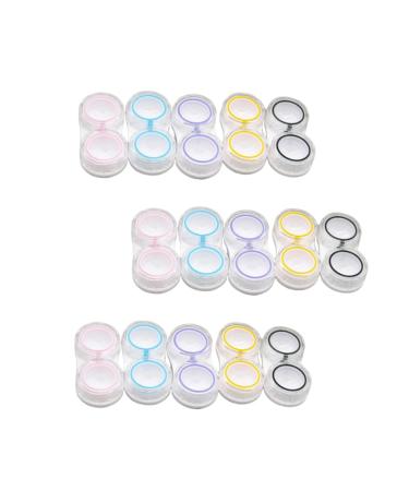 Lurrose lens container 15 pieces of box outlet-safe travel containers Transparent container Travel ethnia Cute accessories lens organizer lens tank LINSENBOX Mini contact lens container