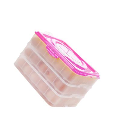 Angoily 3 Food Boxes Deviled Egg Containers Fridge Egg Storage Organizer Egg Tray Pink Egg Carton Portable Pink medium