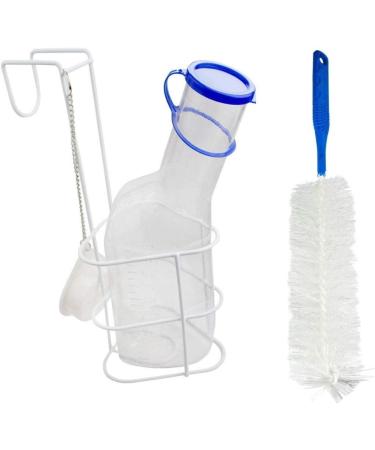 Medi-Inn Urine Bottle for Men 1000ml - Clear with Bed Holder & Cleaning Brush | International Shipping - Buy Online on GoSupps.com