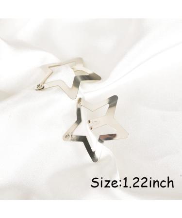 Silver Star Snap Hair Clips Set - 10 Pieces Y2K 2000s Girls Hair Barrettes & Headpieces - Buy Online on GoSupps.com