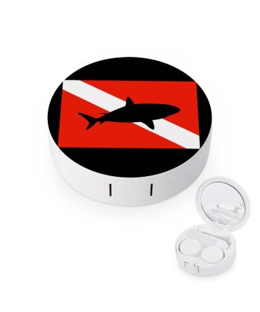 Scuba Diving Shark Round Case For Contact Lens Kit Storage Box with Mirror Printed