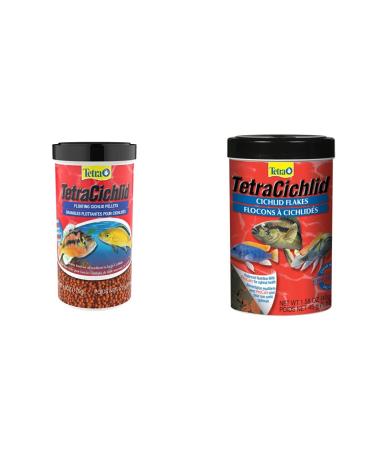 Tetra Cichlid Floating Pellets 6oz + Tetra Cichlid Flakes 1.58Oz (Bilingual)