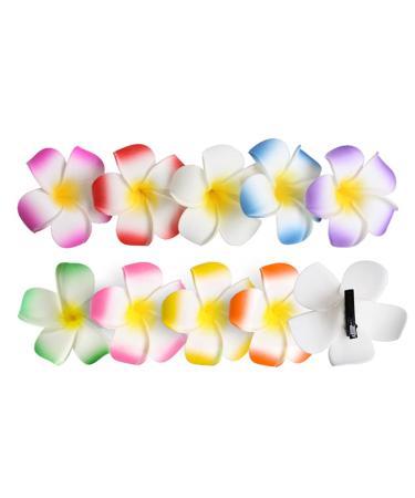 Hawaii flowers hair clip hair clip plumeria 10 pieces hibiscus flower hairpise multicolor foam hairpise for girls women beach party wedding decoration
