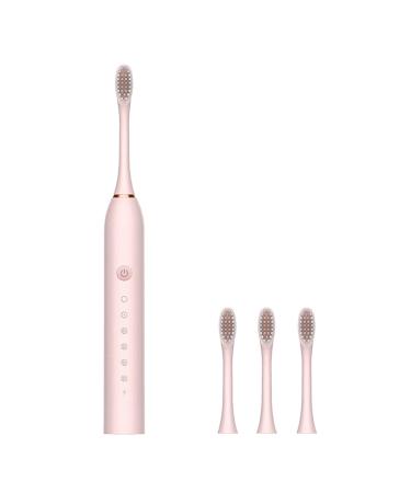 Electric Toothbrush for Adults Waterproof Low Noise Portable Smart Timer Electric Toothbrush IPX7 Waterproof Travel Electric Toothbrush Pink