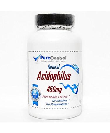 Natural Acidophilus 450mg - 500 Million Live Active Cultures/No Refrigeration // 100 Capsules // Pure // by PureControl Supplements