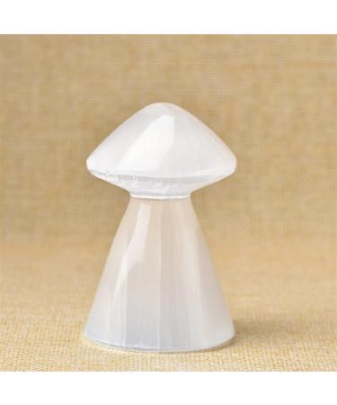 1piece Natural White Selenite Plaster Mushroom Shape Repair The Health Reiki Stone Rock Mineral Decoration Home Crafts Collect Suitable for Home 1 Piece Selenite Plaster