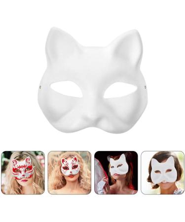 Garneck Cat Masks - 9 Pieces White DIY Halloween Half-Face Masks for Preschool Masquerade & Cosplay Parties | International Shipping - Buy Online on GoSupps.com
