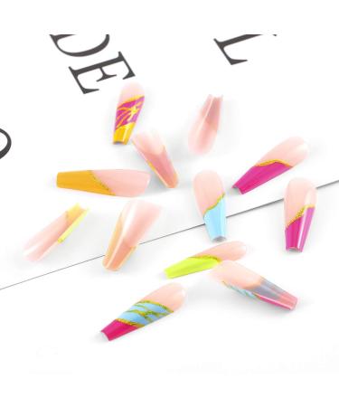 Sethexy Lange Nude Pink Coffin Nails - 24 Pcs Shiny Acrylic Art Tips for Women & Girls - International Shipping - Buy Online on GoSupps.com
